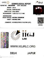 5.85/CT Natural Ruby Stone with Govt. Lab Certificate-12927D53226